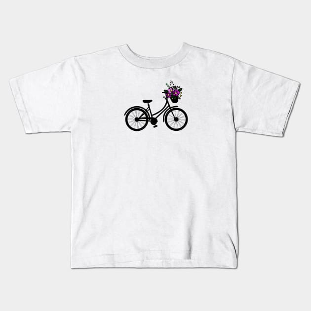 Bicycle with a Basket Full of Flowers Kids T-Shirt by EpicSonder2017